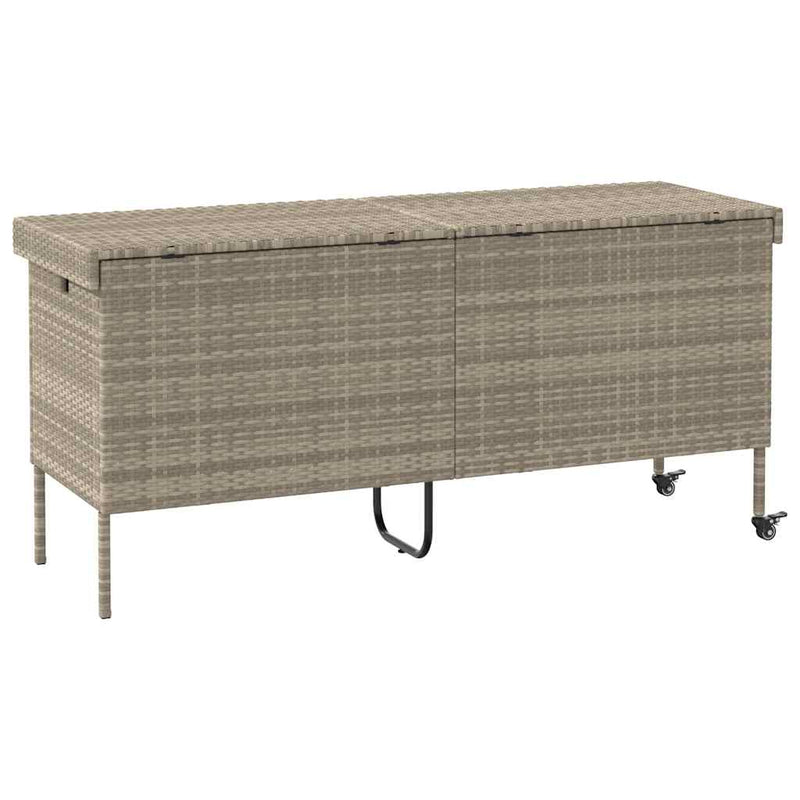 vidaXL Kerti tároló doboz kerekekkel világosszürke 160x55x75 cm