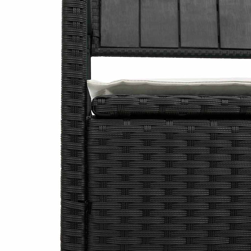 vidaXL fekete polyrattan kerti tároló pad párnával