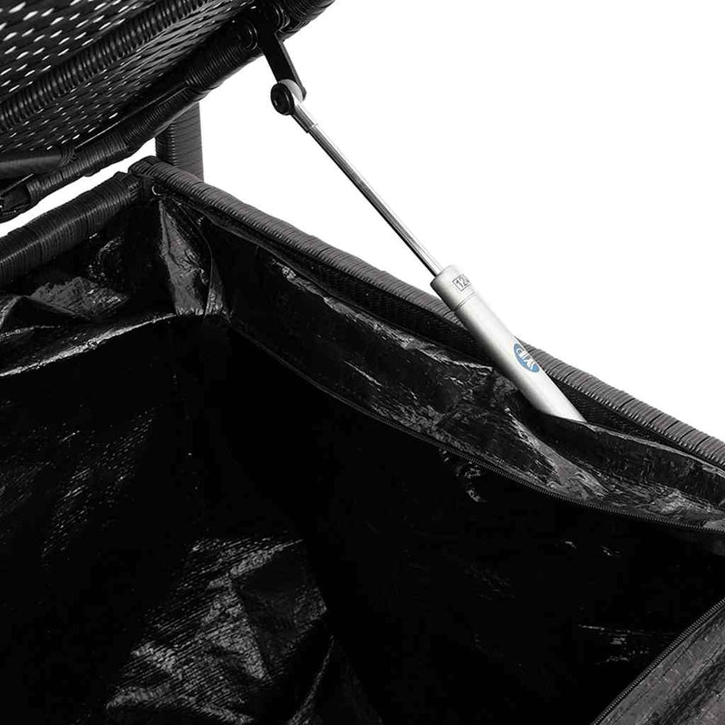 vidaXL fekete polyrattan kerti tároló pad párnával