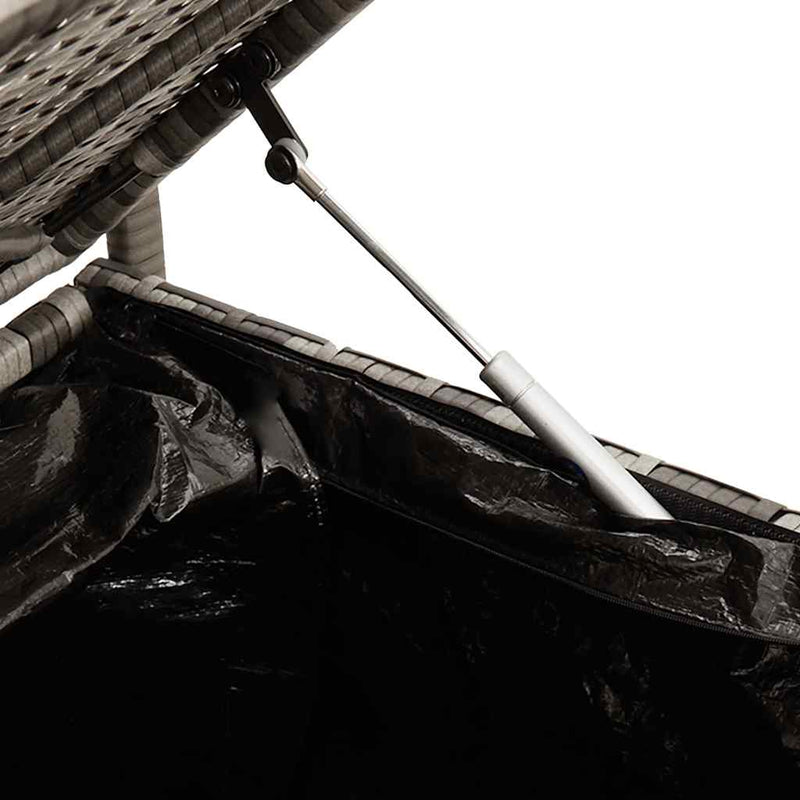 vidaXL szürke polyrattan kerti tárolópad párnával