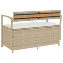 vidaXL bézs polyrattan kerti tárolópad párnával