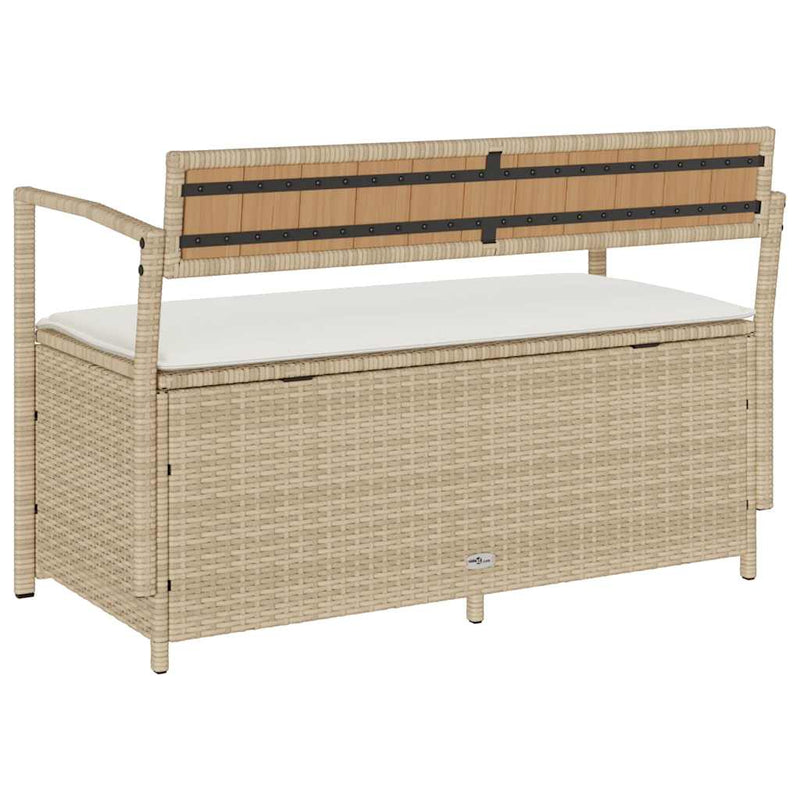 vidaXL bézs polyrattan kerti tárolópad párnával