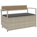 vidaXL világosszürke polyrattan kerti tárolópad párnával