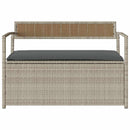 vidaXL világosszürke polyrattan kerti tárolópad párnával