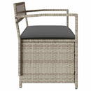 vidaXL világosszürke polyrattan kerti tárolópad párnával