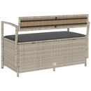 vidaXL világosszürke polyrattan kerti tárolópad párnával