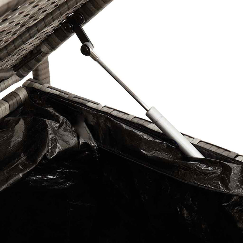 vidaXL szürke polyrattan kerti tárolópad párnával