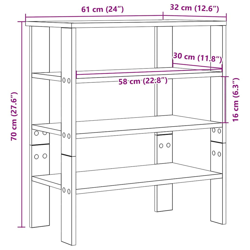 vidaXL fekete szerelt fa cipőtároló szekrény 61x32x70 cm