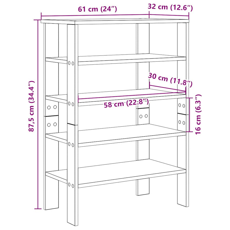 vidaXL fekete szerelt fa cipőtároló szekrény 61x32x87,5 cm