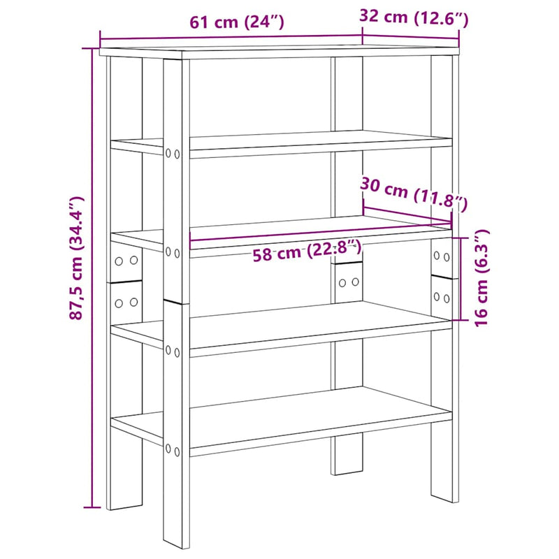 vidaXL betonszürke szerelt fa cipőtartó 61x32x87,5 cm