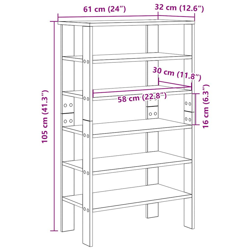 vidaXL fekete szerelt fa cipőtároló szekrény 61x32x105 cm