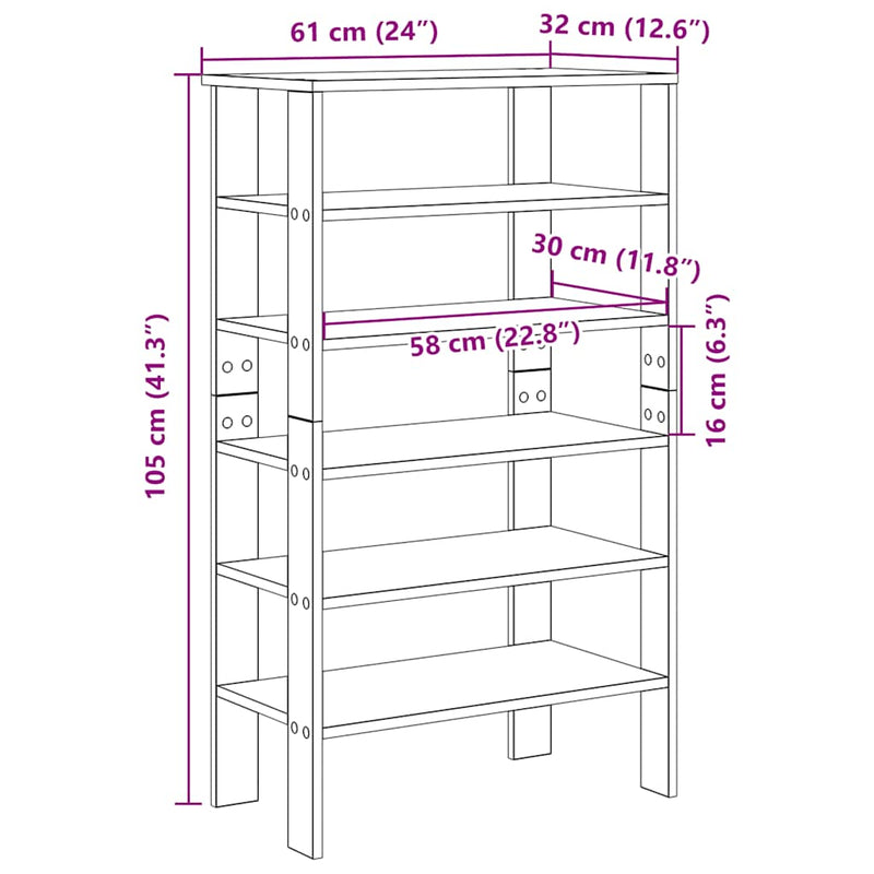 vidaXL betonszürke szerelt fa cipőtartó 61x32x105 cm