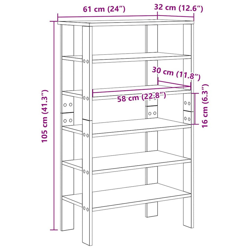 vidaXL antik fa szerelt fa cipőtartó 61x32x105 cm