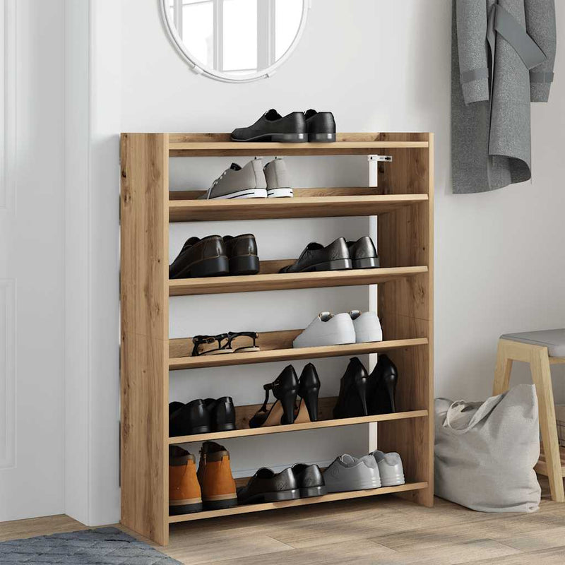 vidaXL kézműves tölgy színű szerelt fa cipősszekrény 80x25x100 cm