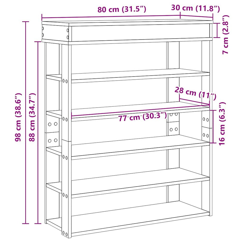 vidaXL fehér szerelt fa cipőtároló szekrény 80x30x98 cm