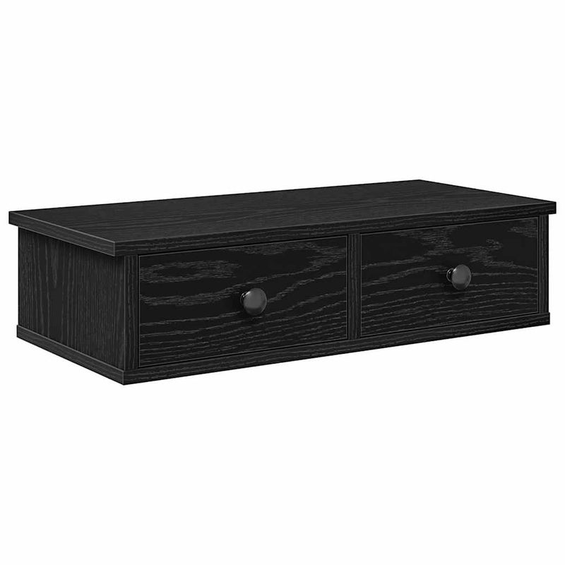 vidaXL Falipolc fiókokkal fekete 60x28x15 cm műszaki fa