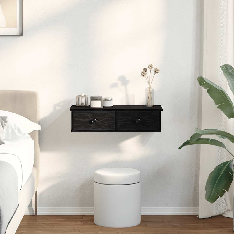 vidaXL Falipolc fiókokkal fekete 60x28x15 cm műszaki fa