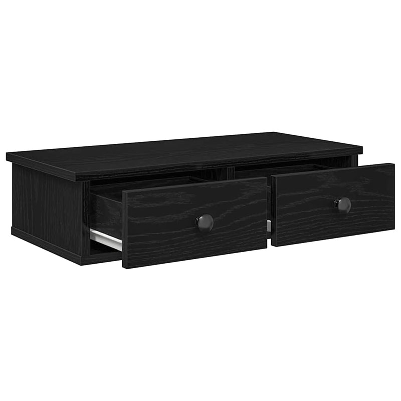 vidaXL Falipolc fiókokkal fekete 60x28x15 cm műszaki fa