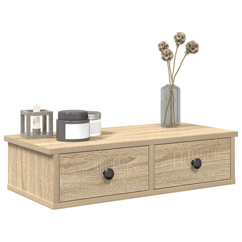 vidaXL Falipolc fiókokkal sonoma tölgy 60x28x15 cm műszaki fa