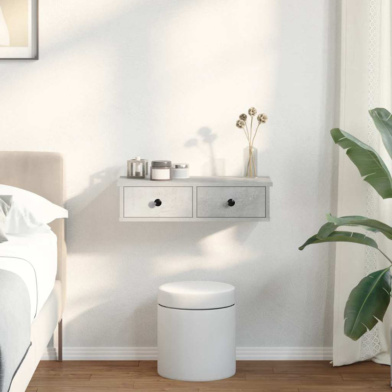 vidaXL Falipolc fiókokkal betonszürke 60x28x15 cm műszaki fa