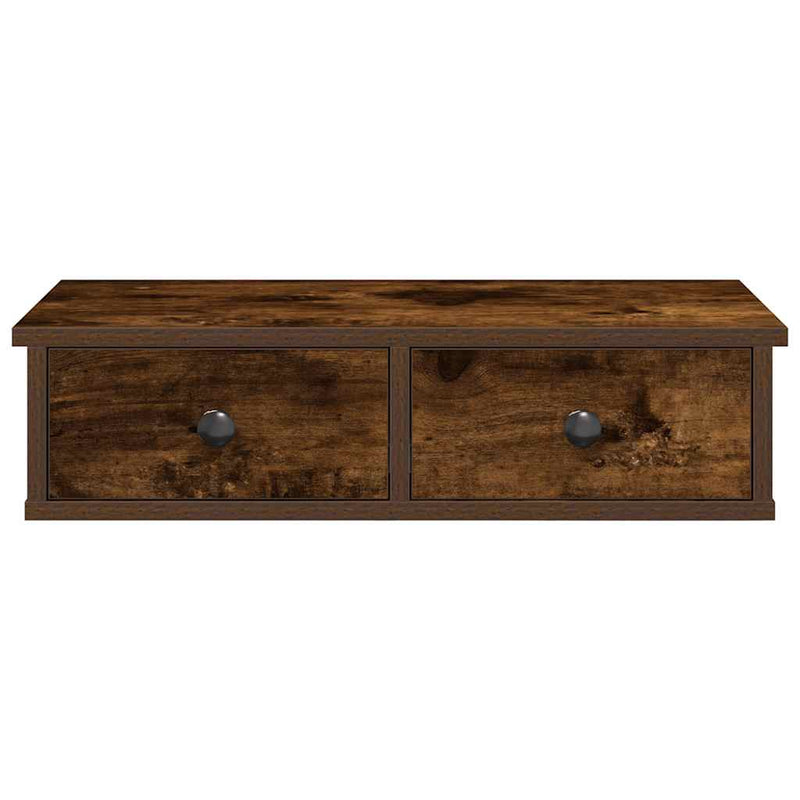 vidaXL Falipolc fiókokkal füstölt tölgy 60x28x15 cm műszaki fa
