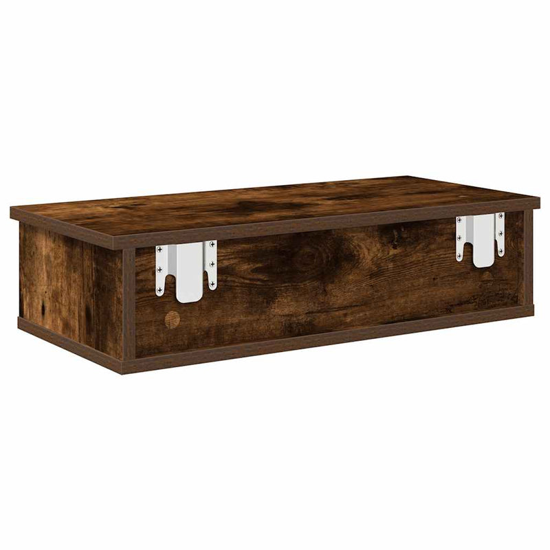 vidaXL Falipolc fiókokkal füstölt tölgy 60x28x15 cm műszaki fa