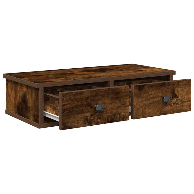 vidaXL Falipolc fiókokkal füstölt tölgy 60x28x15 cm műszaki fa