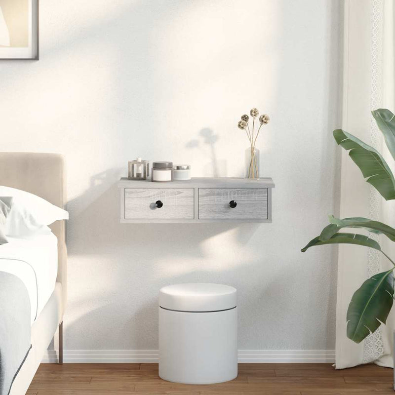 vidaXL Falipolc fiókokkal szürke sonoma 60x28x15 cm műszaki fa