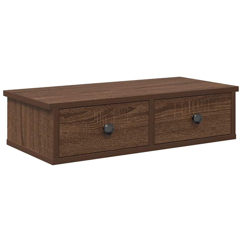 vidaXL Falipolc fiókokkal barna tölgy 60x28x15 cm műszaki fa