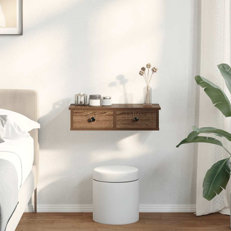 vidaXL Falipolc fiókokkal barna tölgy 60x28x15 cm műszaki fa