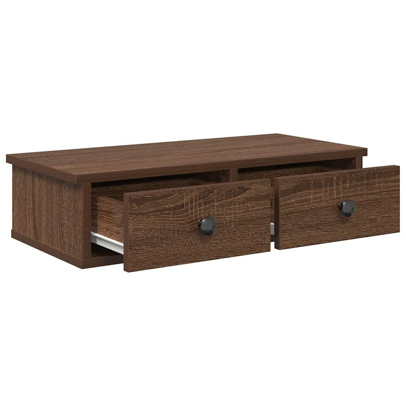 vidaXL Falipolc fiókokkal barna tölgy 60x28x15 cm műszaki fa