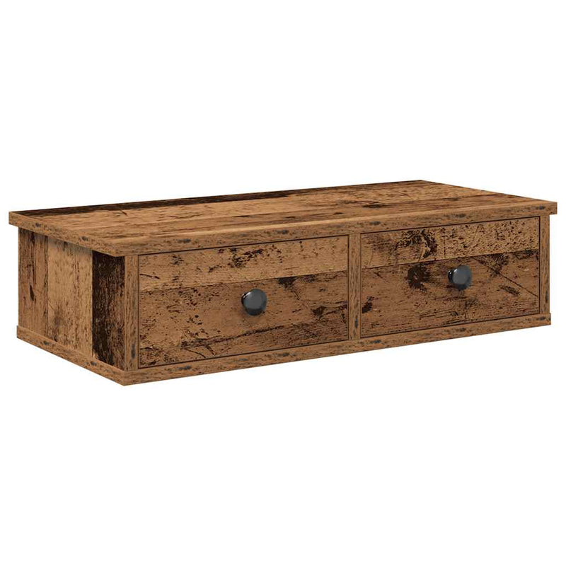 vidaXL Falipolc fiókokkal régi fa 60x28x15 cm műszaki fa