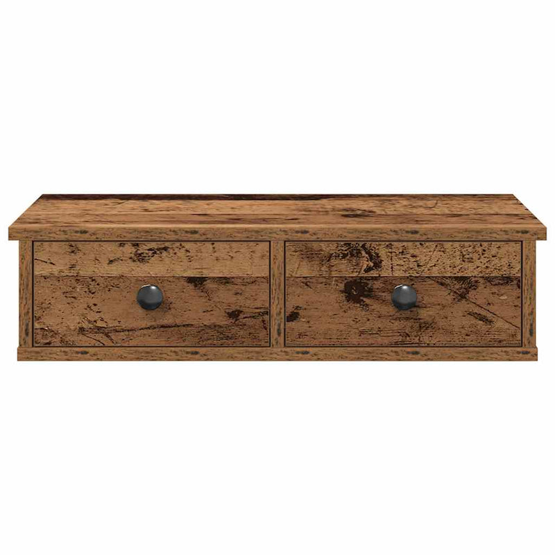 vidaXL Falipolc fiókokkal régi fa 60x28x15 cm műszaki fa