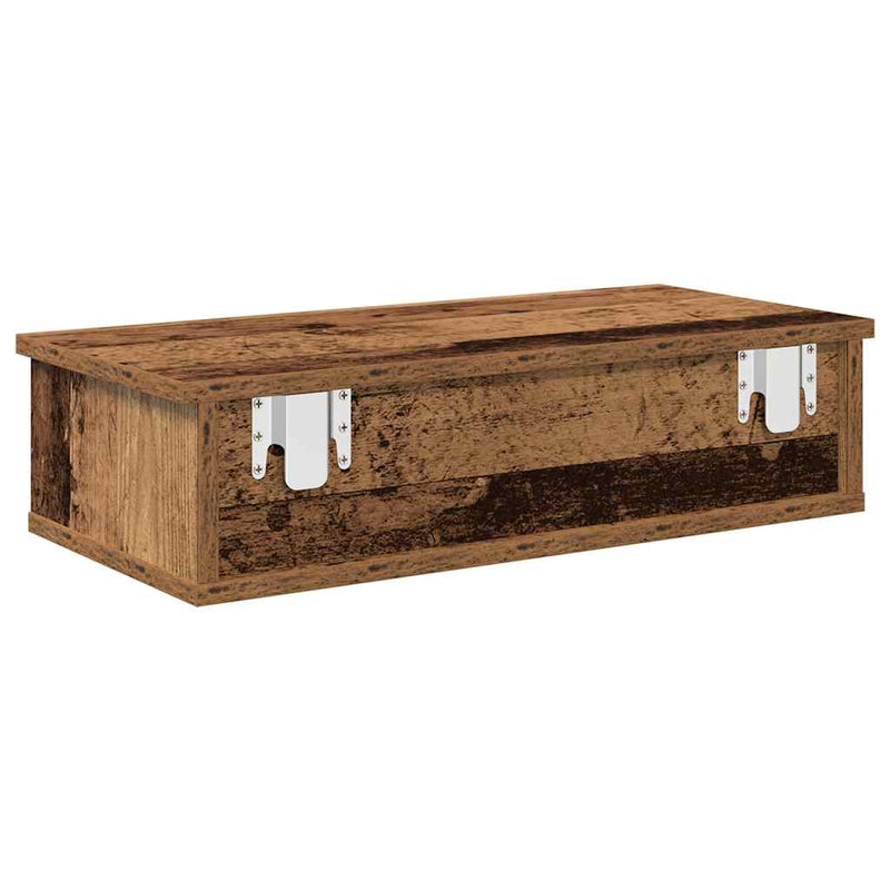 vidaXL Falipolc fiókokkal régi fa 60x28x15 cm műszaki fa