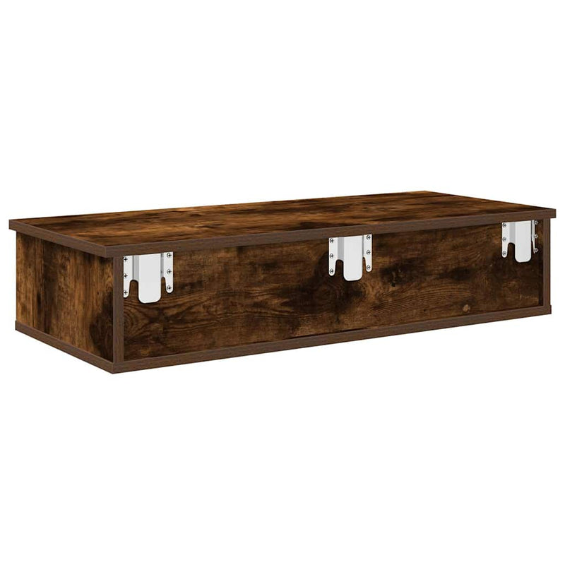 vidaXL Falipolc fiókokkal füstölt tölgy 80x31x17 cm műszaki fa
