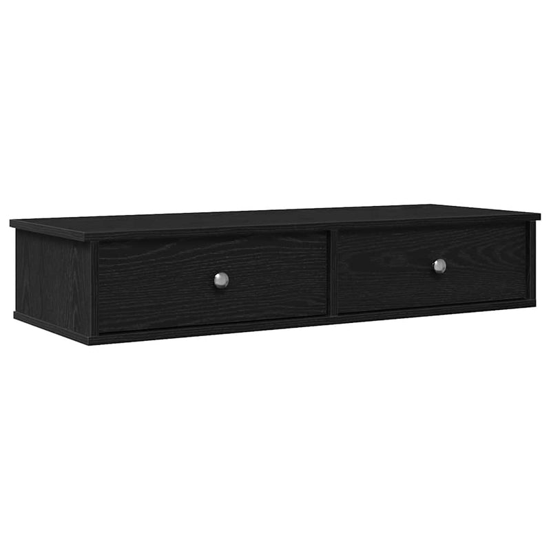 vidaXL fekete szerelt fa falipolc fiókokkal 100 x 37,5 x 19 cm