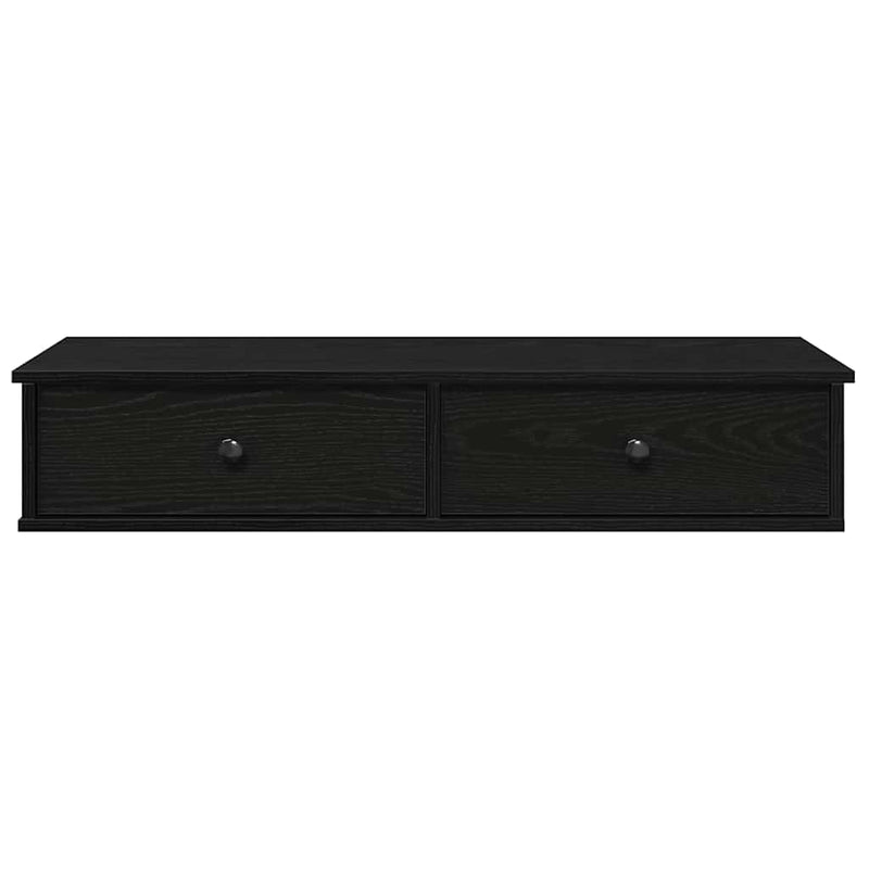 vidaXL fekete szerelt fa falipolc fiókokkal 100 x 37,5 x 19 cm
