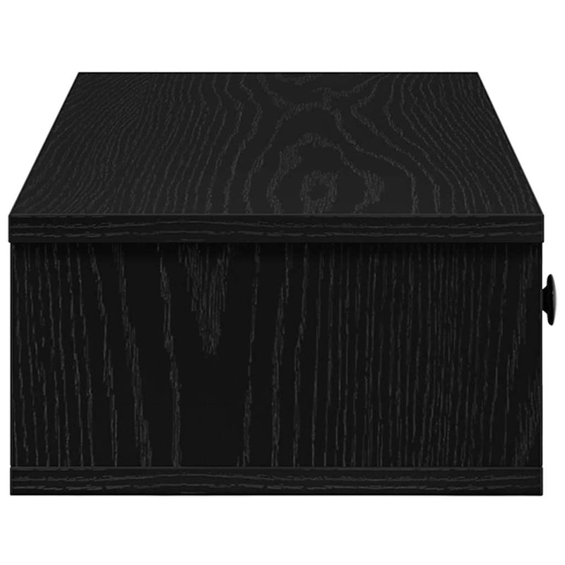 vidaXL fekete szerelt fa falipolc fiókokkal 100 x 37,5 x 19 cm