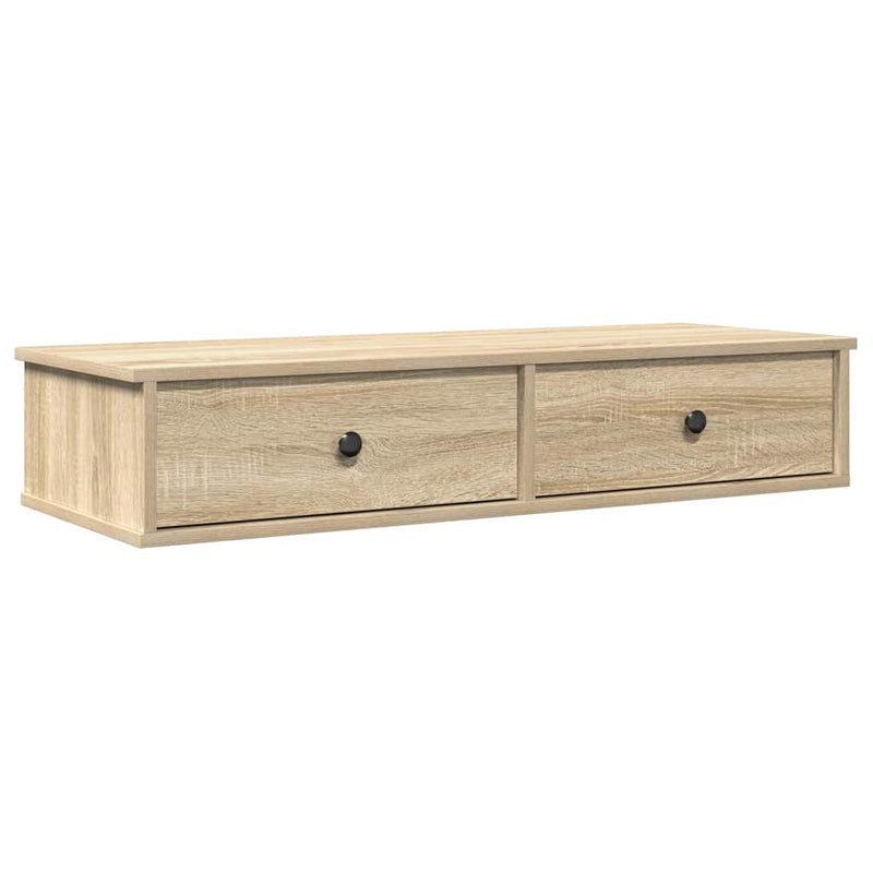 vidaXL sonoma tölgy szerelt fa falipolc fiókokkal 100 x 37,5 x 19 cm