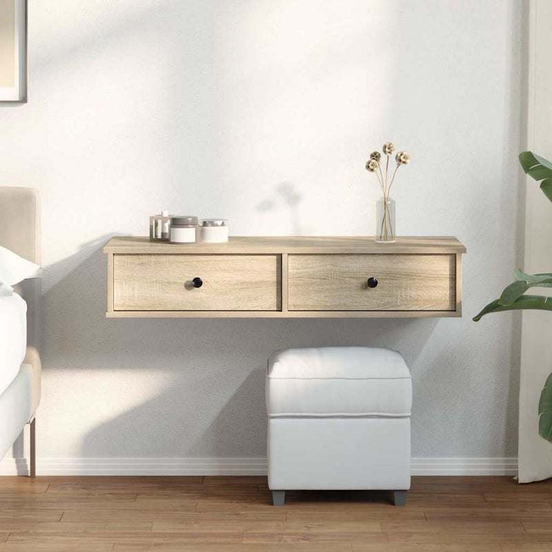 vidaXL sonoma tölgy szerelt fa falipolc fiókokkal 100 x 37,5 x 19 cm