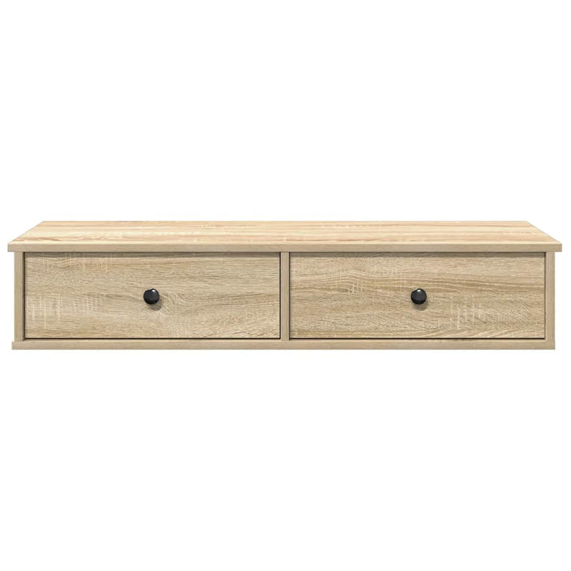 vidaXL sonoma tölgy szerelt fa falipolc fiókokkal 100 x 37,5 x 19 cm