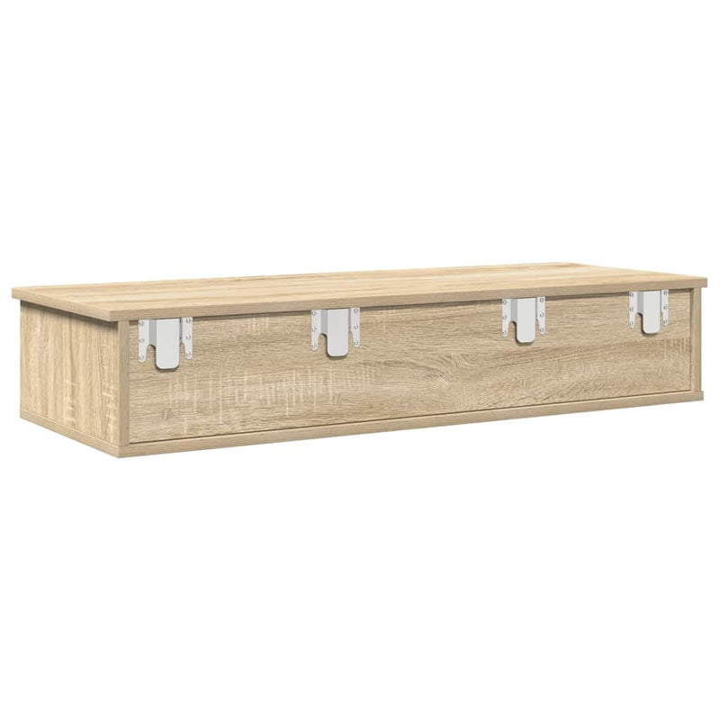 vidaXL sonoma tölgy szerelt fa falipolc fiókokkal 100 x 37,5 x 19 cm