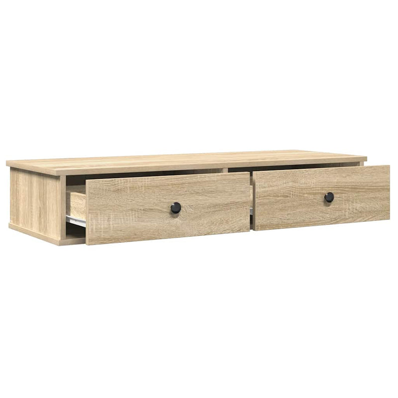 vidaXL sonoma tölgy szerelt fa falipolc fiókokkal 100 x 37,5 x 19 cm