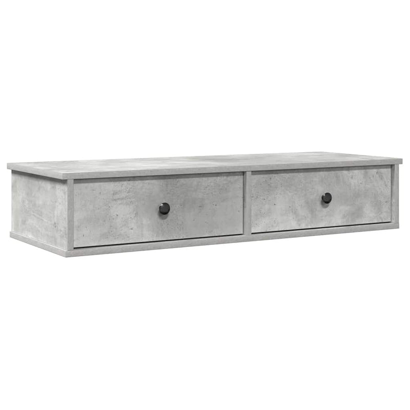 vidaXL betonszürke szerelt fa falipolc fiókokkal 100 x 37,5 x 19 cm