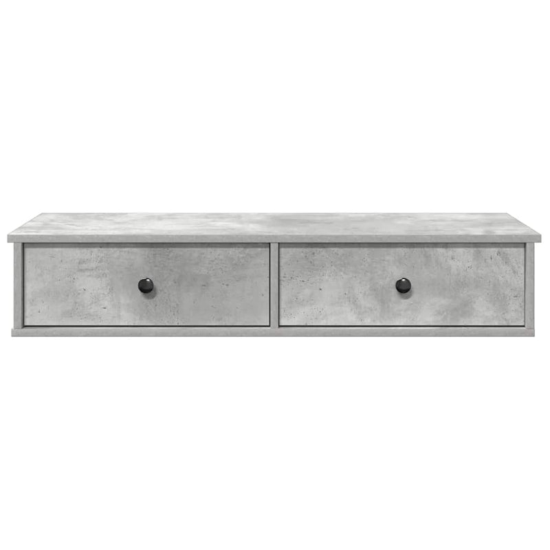 vidaXL betonszürke szerelt fa falipolc fiókokkal 100 x 37,5 x 19 cm
