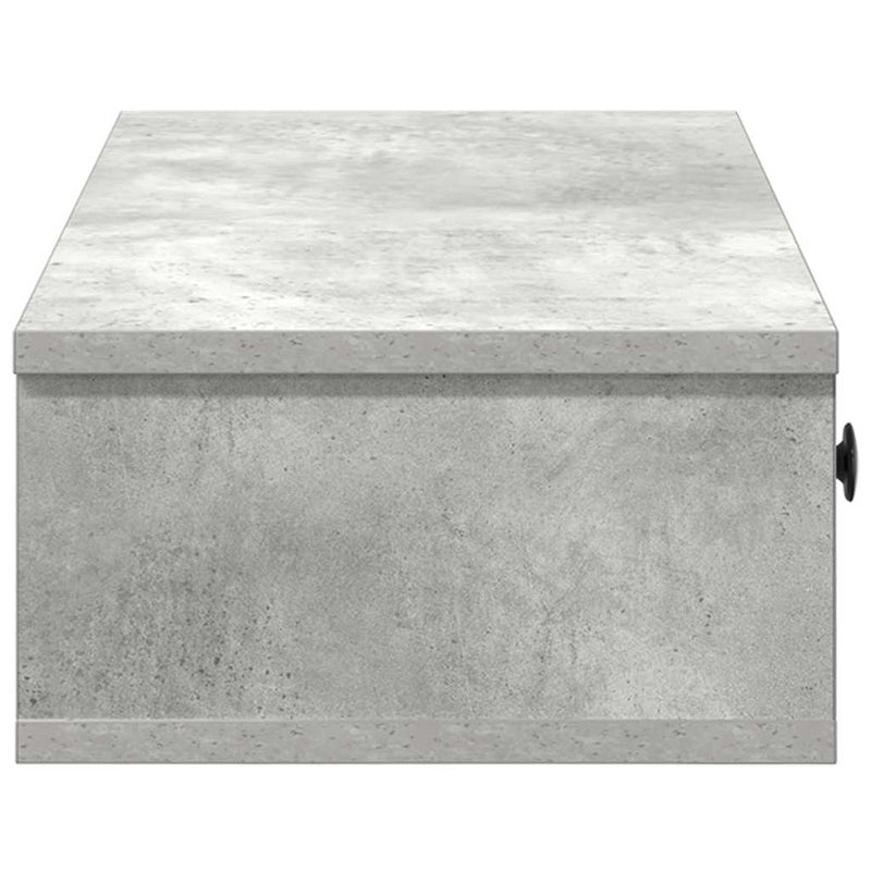 vidaXL betonszürke szerelt fa falipolc fiókokkal 100 x 37,5 x 19 cm
