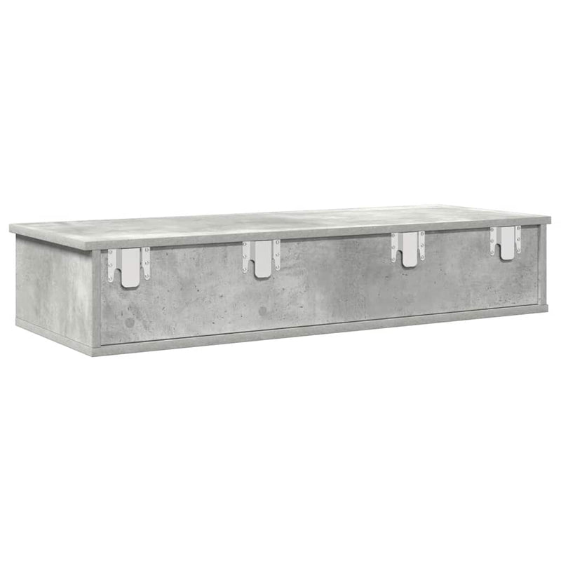 vidaXL betonszürke szerelt fa falipolc fiókokkal 100 x 37,5 x 19 cm