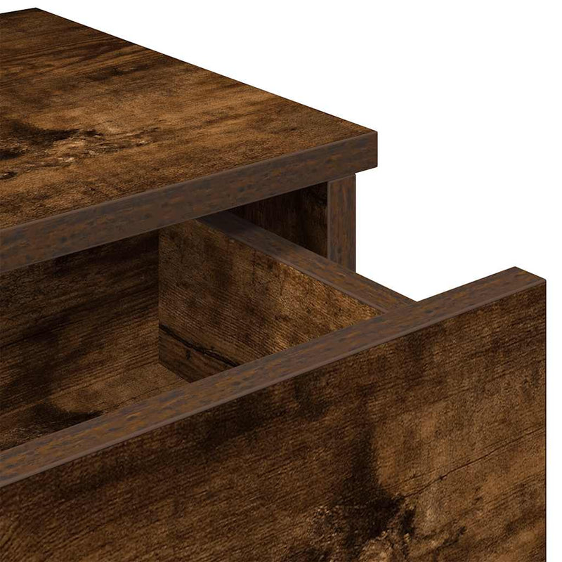 vidaXL füstölt tölgy szerelt fa falipolc fiókokkal 100 x 37,5 x 19 cm