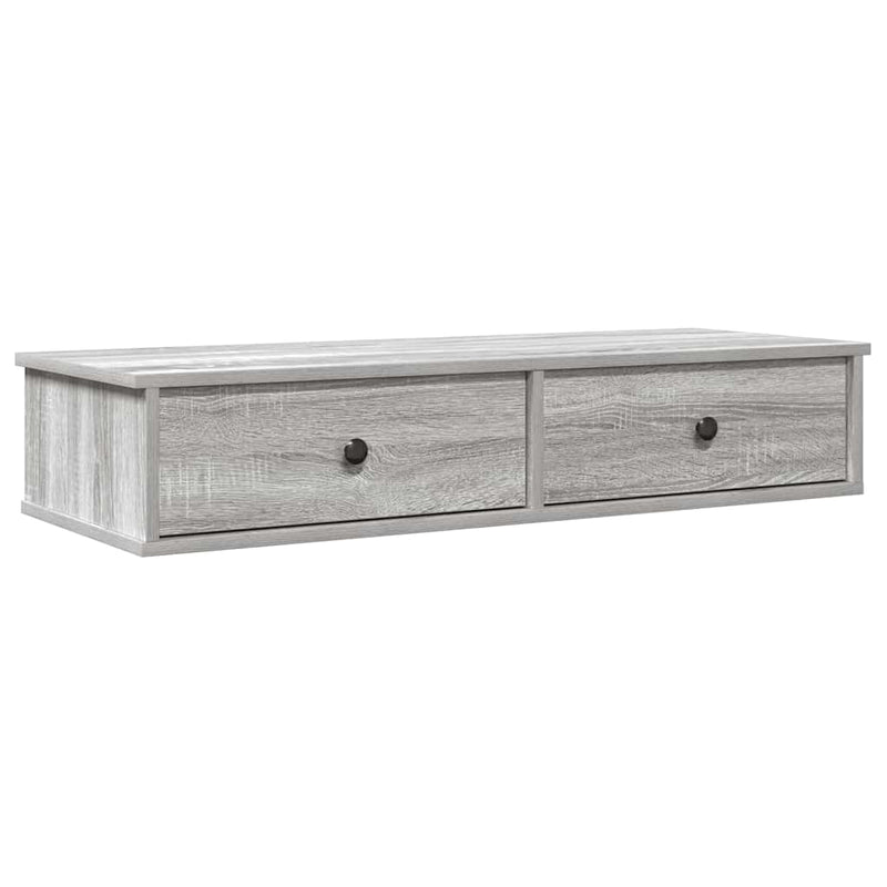 vidaXL szürke sonoma szerelt fa falipolc fiókokkal 100 x 37,5 x 19 cm