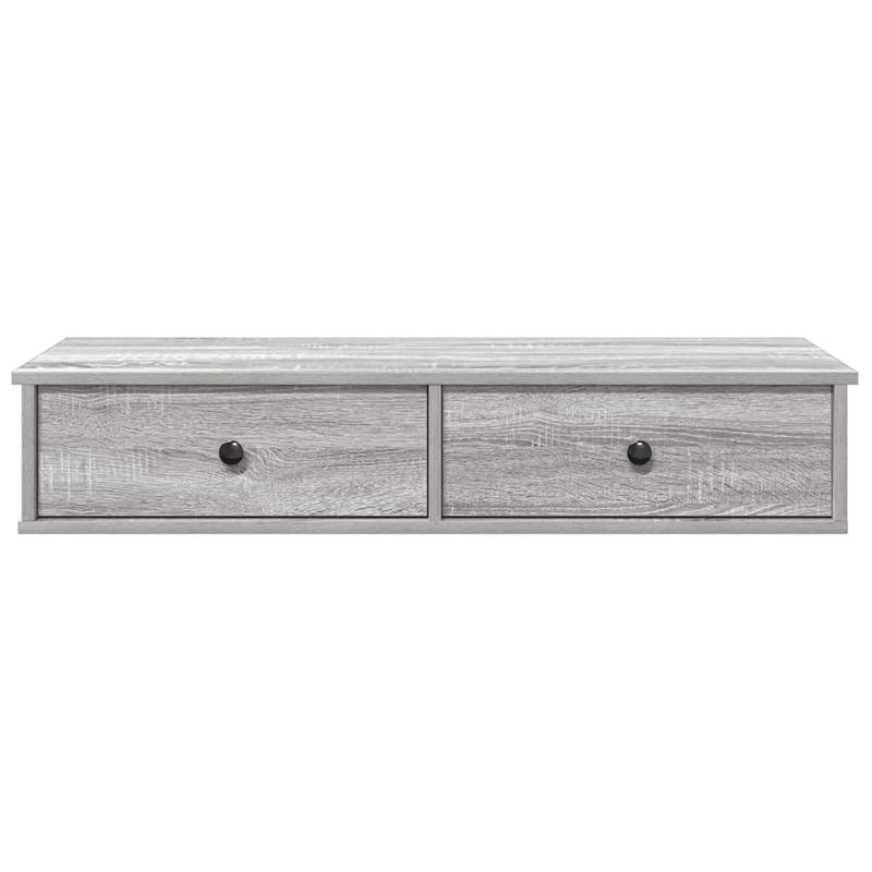 vidaXL szürke sonoma szerelt fa falipolc fiókokkal 100 x 37,5 x 19 cm